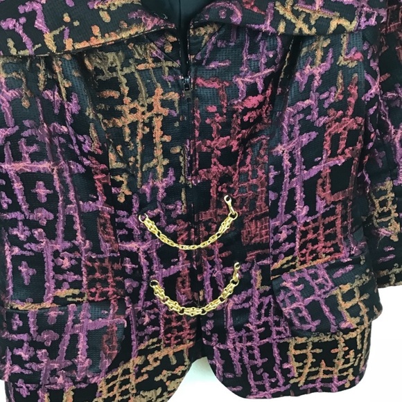 Vintage Christian Lacroix Jacket Printed Gold Chain Blazer Couture - Picture 3 of 8
